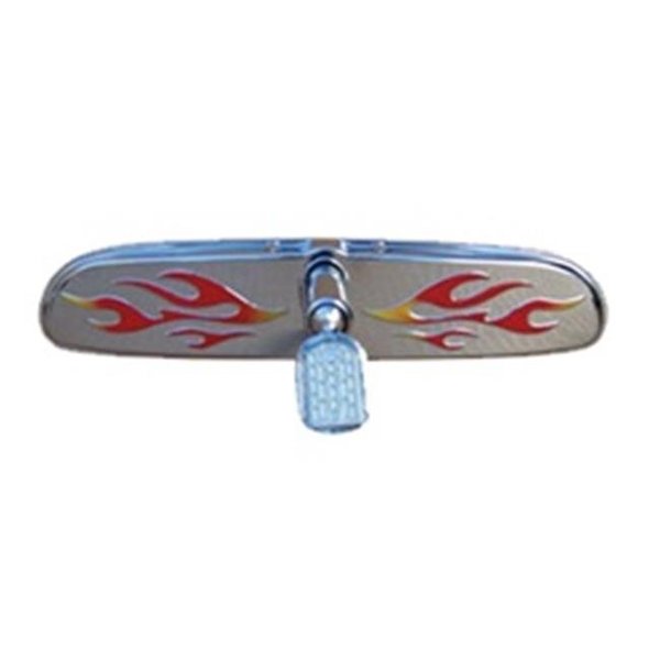 Airbagit AirBagIt MIR-AA-8608NF Red & Yellow Flame Stainless Chrome RearView Mirror MIR-AA-8608NF